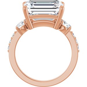 10K Rose Gold 12x10 mm Emerald Ring Mounting – image 3