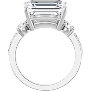 14K X1 White Gold 12x10 mm Emerald Ring Mounting – image 3