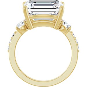 18K Yellow Gold 12x10 mm Emerald Ring Mounting – image 3