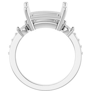 18K White Gold 12x10 mm Emerald Ring Mounting – image 4
