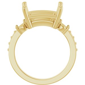 18K Yellow Gold 12x10 mm Emerald Ring Mounting – image 4