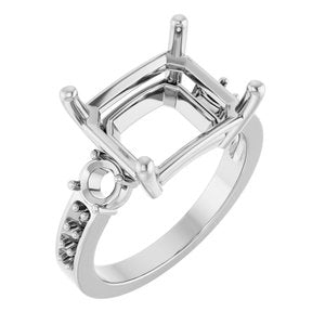 10K White Gold 12x10 mm Emerald Ring Mounting – image 2