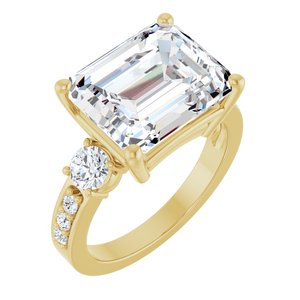14K Yellow Gold 12x10 mm Emerald Ring Mounting