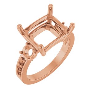 10K Rose Gold 12x10 mm Emerald Ring Mounting – image 2