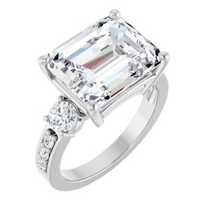 Platinum 12x10 mm Emerald Ring Mounting