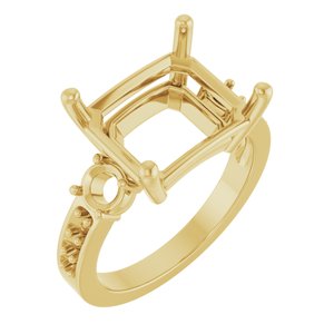 10K Yellow Gold 12x10 mm Emerald Ring Mounting – image 2