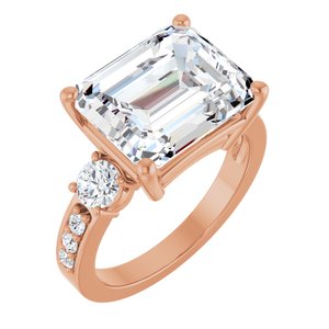 10K Rose Gold 12x10 mm Emerald Ring Mounting