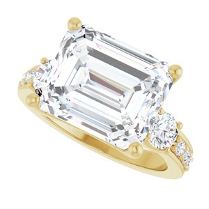 10K Yellow Gold 12x10 mm Emerald Ring Mounting – image 8