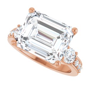 10K Rose Gold 12x10 mm Emerald Ring Mounting – image 8