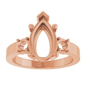 10K Rose Gold 12x7.5 mm Pear Ring Mounting – image 6