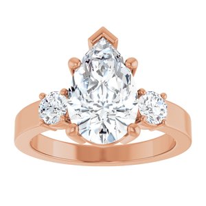 14K Rose Gold 12x7.5 mm Pear Ring Mounting – image 5