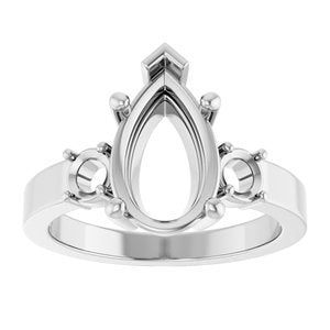 18K White Gold 12x7.5 mm Pear Ring Mounting – image 6