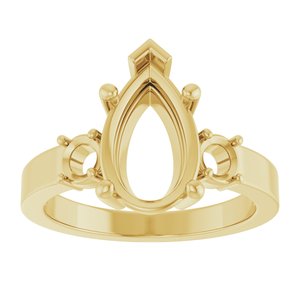 18K Yellow Gold 12x7.5 mm Pear Ring Mounting – image 6