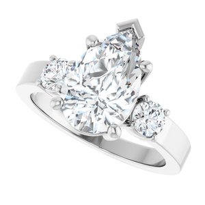 18K White Gold 12x7.5 mm Pear Ring Mounting – image 8