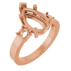 18K Rose Gold 12x7.5 mm Pear Ring Mounting – image 2