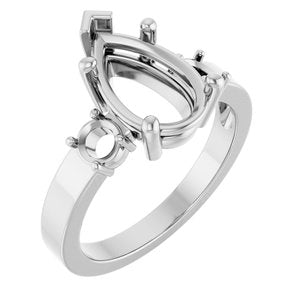 14K White Gold 12x7.5 mm Pear Ring Mounting – image 2