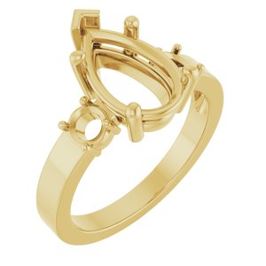18K Yellow Gold 12x7.5 mm Pear Ring Mounting – image 2