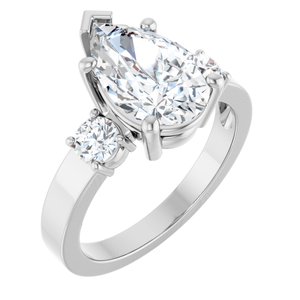 Sterling Silver 12x7.5 mm Pear Ring Mounting