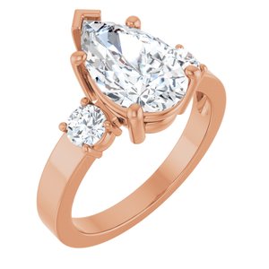 18K Rose Gold 12x7.5 mm Pear Ring Mounting