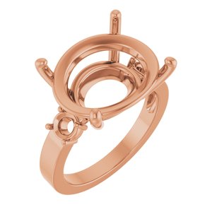 10K Rose Gold 18x13 mm Oval Ring Mounting – image 2