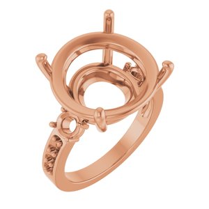 18K Rose Gold 16 mm Round Ring Mounting – image 2