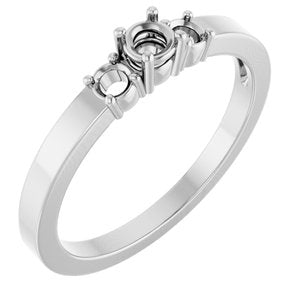 14K White Gold 3.2 mm Round Ring Mounting – image 2