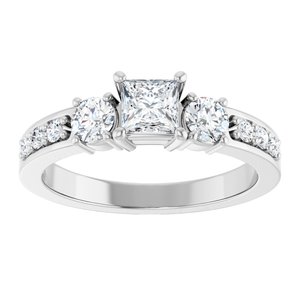 14K X1 White Gold 4x4 mm Square Ring Mounting – image 5