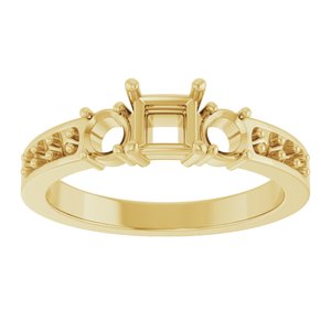 10K Yellow Gold 4x4 mm Square Ring Mounting – image 6