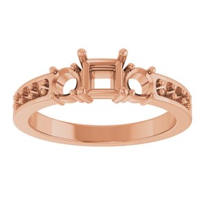 14K Rose Gold 4x4 mm Square Ring Mounting – image 6