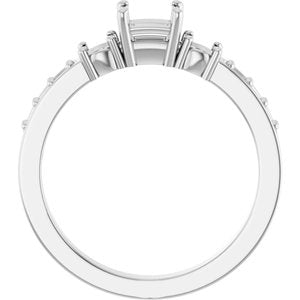10K White Gold 4x4 mm Square Ring Mounting – image 4