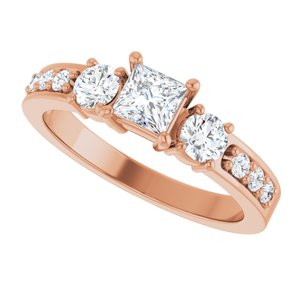 10K Rose Gold 4x4 mm Square Ring Mounting – image 8