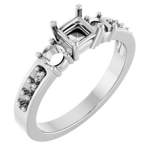 10K White Gold 4x4 mm Square Ring Mounting – image 2