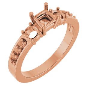 10K Rose Gold 4x4 mm Square Ring Mounting – image 2