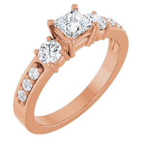 10K Rose Gold 4x4 mm Square Ring Mounting