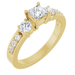 14K Yellow Gold 4x4 mm Square Ring Mounting