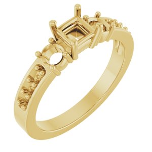 18K Yellow Gold 4x4 mm Square Ring Mounting – image 2
