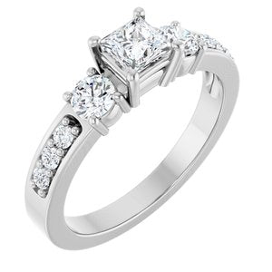 Sterling Silver 4x4 mm Square Ring Mounting