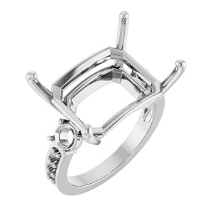 10K White Gold 18x13 mm Emerald Ring Mounting – image 2