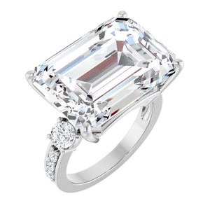 18K White Gold 18x13 mm Emerald Ring Mounting