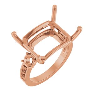 10K Rose Gold 18x13 mm Emerald Ring Mounting – image 2