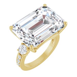 18K Yellow Gold 18x13 mm Emerald Ring Mounting