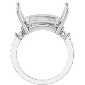 10K White Gold 18x13 mm Emerald Ring Mounting – image 4