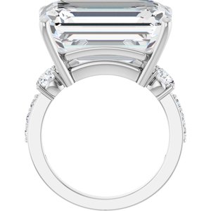 18K White Gold 18x13 mm Emerald Ring Mounting – image 3