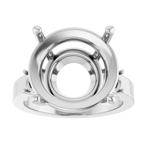 14K X1 White Gold 15 mm Round Ring Mounting – image 6