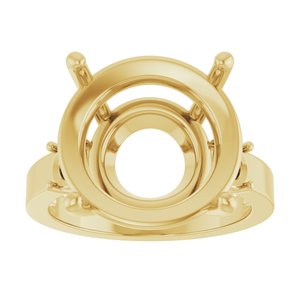 14K Yellow Gold 15 mm Round Ring Mounting – image 6