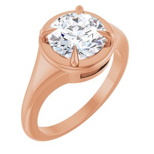 18K Rose Gold 8.2 mm Round Ring Mounting
