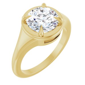 18K Yellow Gold 8.2 mm Round Ring Mounting