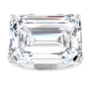 10K White Gold 18x13 mm Emerald Ring Mounting – image 5