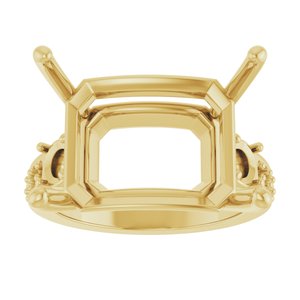 10K Yellow Gold 18x13 mm Emerald Ring Mounting – image 6