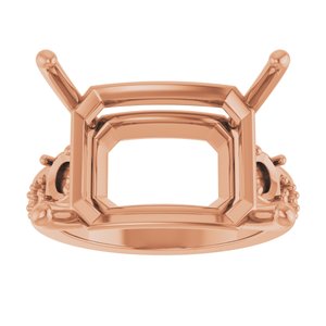 14K Rose Gold 18x13 mm Emerald Ring Mounting – image 6